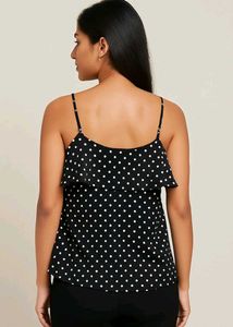 VanHeusen Black Polka Dot Cold Shoulder Top