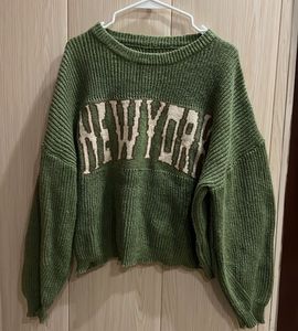 Green 'New York' Knit Sweater