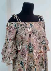 ZARA Floral Off-the-Shoulder Dress
