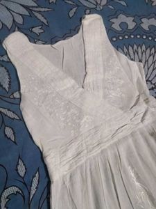 White Embroidered Sleeveless Dress