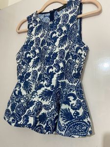 ZARA Jacquard Paisely Peplum Top