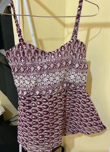 Gorgeous Burgundy Embellished Peplum Short Kurti