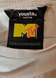 MTV White Printed Crop Top – Size S (32″ Bust)