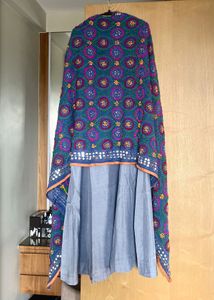 phulkari dupatta with Chanderi suit