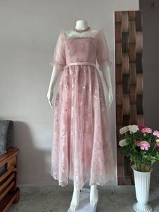 floral sequined pink gown