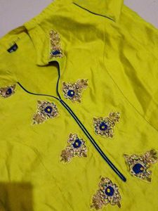 Yellow Embroidered Kurti Suit