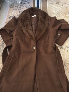 Kazo Brown Fur Collared Coat