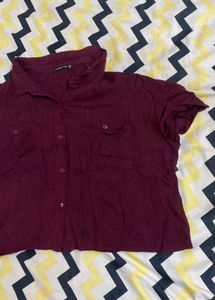 Maroon Button-Down Top