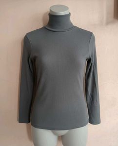 Grey Turtleneck Top