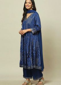 Elegant Blue Printed Kurta Set