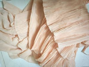 Pretty Peach ruffled layered dress with jacket