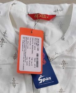 White Span Brand A Line Kurta With Golden Print