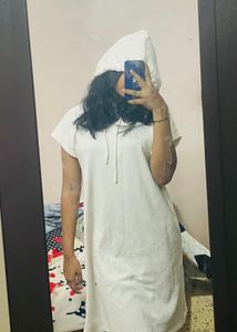 White Hoodie Mini Dress