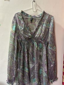Sheer Paisley Print Top/dress