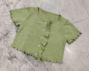 Pinteresty Korean Pastel Green Knitted Top