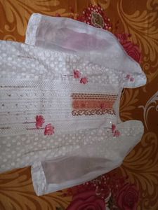 Floral Print White Kurti With Pant