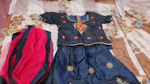 Navy Blue Lehenga For Girls Under 10-11 Year