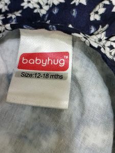 Navy Blue Printed Dress (Girls)