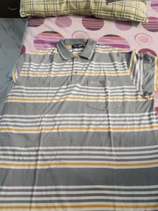 Gray Striped Polo Shirt