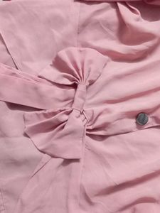Pink Puff Sleeve Bow Crop Top
