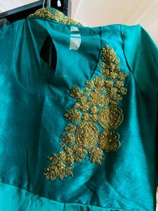 Green Color Ethnic Gown With Dupatta