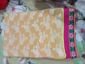 Yellow Pink Saree