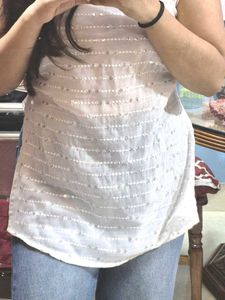 trending white sequence short kurti