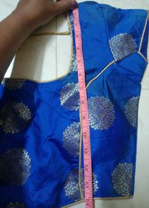 Blue Silk Stiched Blouse Padded Size: 30&#34;/32&#34;/34