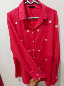 Only Pink Shirt With Heart Embroidery