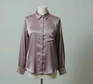 Elegant Mauve Satin Shirt
