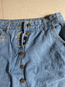Vintage Denim Button-Front Skirt