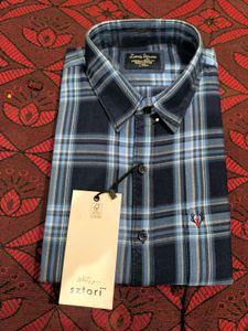 Blue Plaid Button-Down Shirt