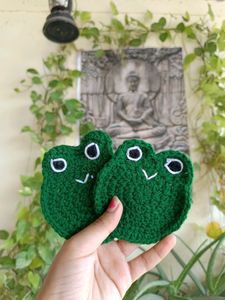 Crochet Handmade Frog Coasters🩷