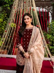 Viral Velvet top with sharara dupatta set