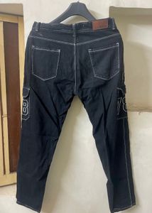 Men Cargo 6 Pockets Jeans Black Colour