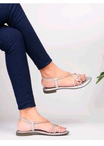 Silver Strappy Sandals Size - 8