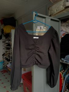 Ruched Long Sleeve Crop Top