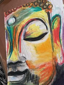 Hand Painted Buddha Using oil Pastels