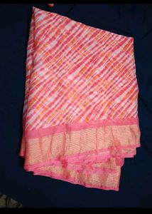 Orangish Peach Chiffon Saree