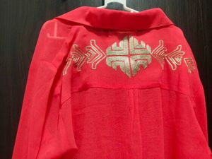 Elegant Red Embroidered Kurta