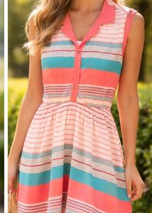 Striped Sleeveless Fit & Flare Dress