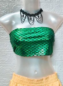 New Metallic Green Fish Scale Design Tube Top