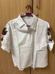 White Floral Embroidered Top