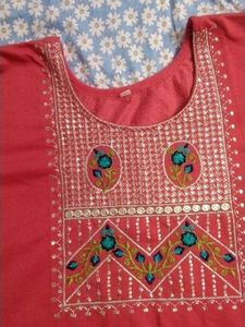 Embroidered Coral Warm Kurta