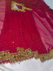 Elegant Maroon Embellished Saree