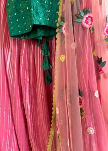 Pink &amp; Green Lehenga Set