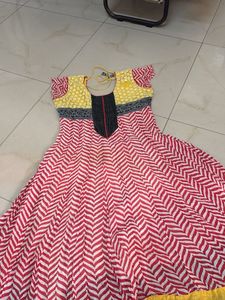 Red & White Printed Kurta
