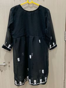 Black Embroidered Tunic Top