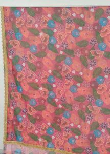 Floral Dupatta with Gold Lace