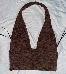 Brown Halter Crop Top